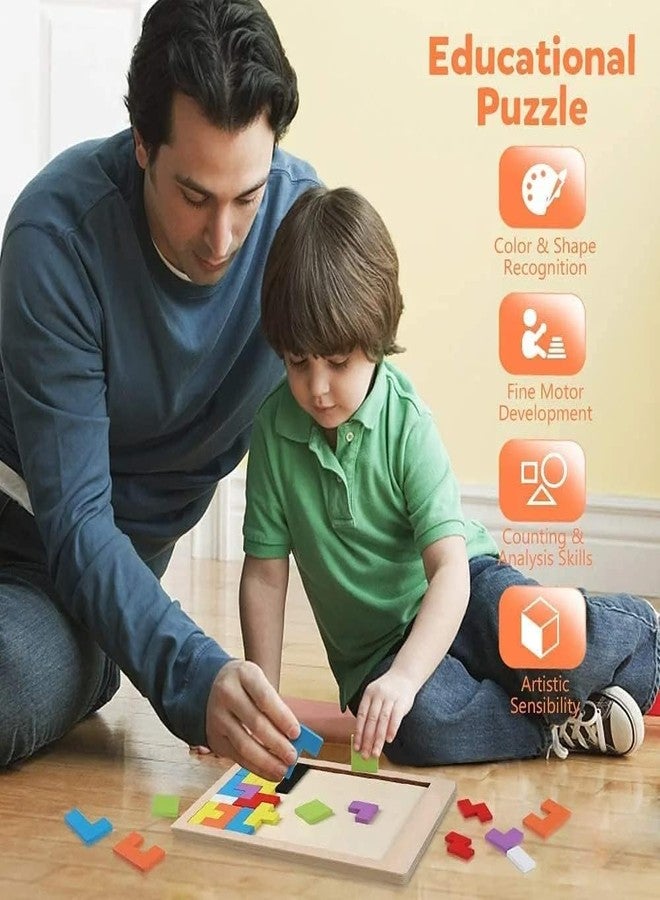 JBM ENTERPRISE Russian Wooden Puzzles for Kids | Montessori Intelligence Brain Teaser Set | Colorful 40-Piece Jigsaw Educational Board Game | Early Learning Shape & Logic Puzzle Toy for Boys & Girls Ages 3+ - Image 2